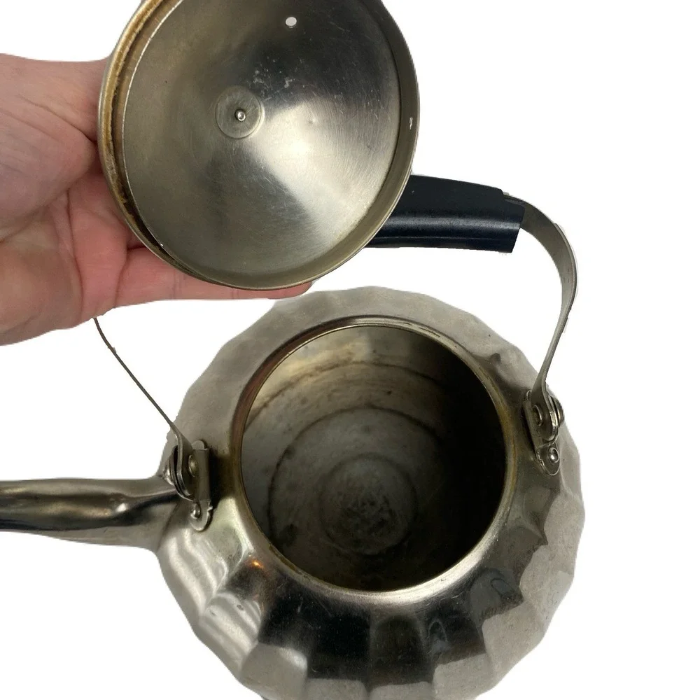 Vintage Soviet USSR Tea Kettle Nickel Plated Bronze Bakelite Handle See Descript
